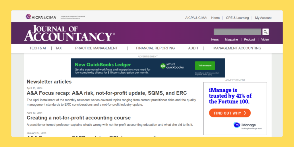 Journal of Accountancy newsletters 