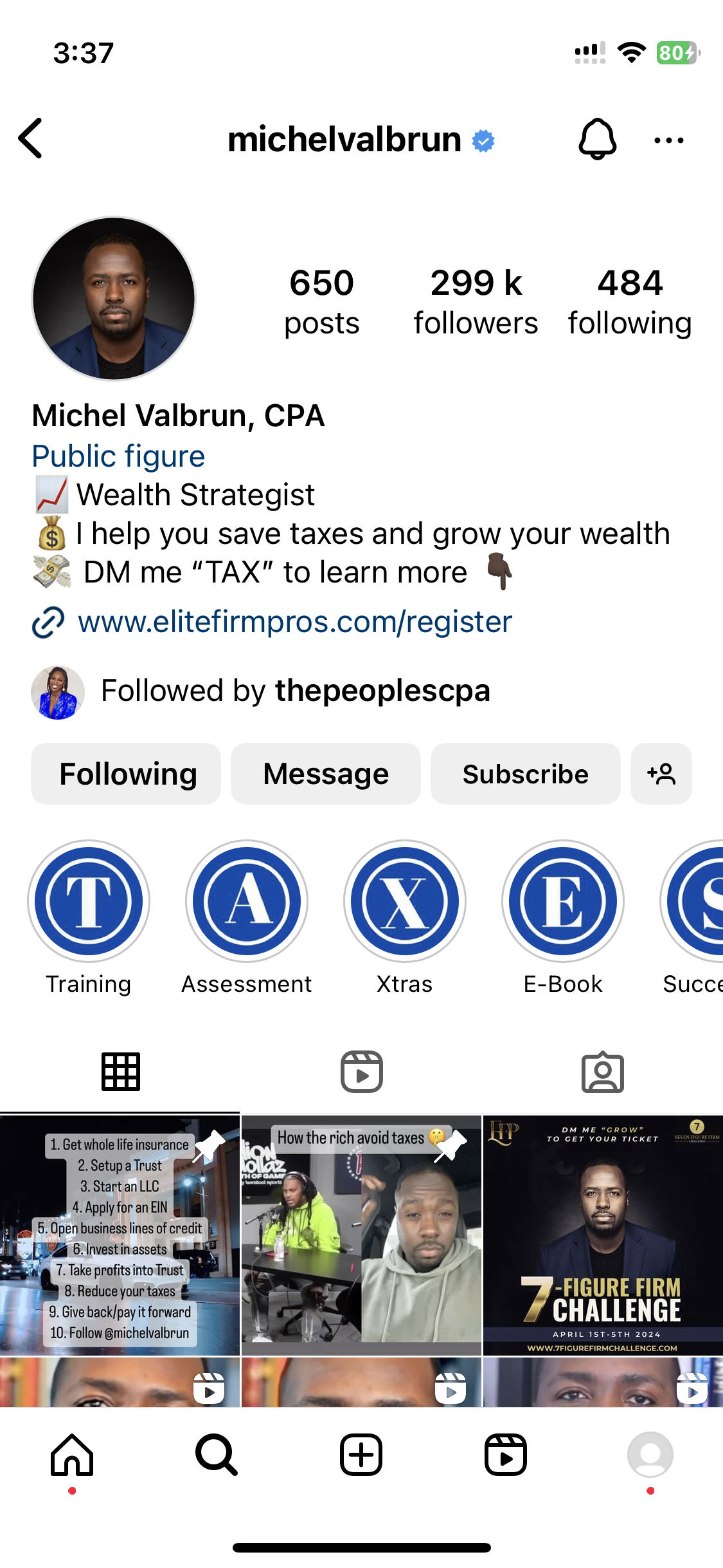 Michel Valbrun, CPA Instagram Profile Optimization