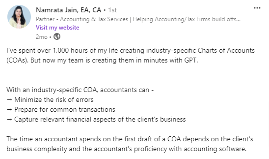 First Draft of Chart of Accounts